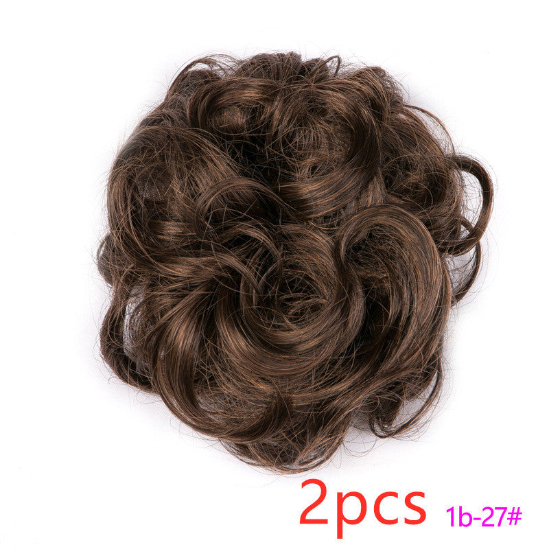 Europe, Japan, and South Korea popular hair bun fluffy natural drawstring curly hair ball head hair ring hair set female hair accessories chemical fiber hair Europe, Japan, and South Korea popular hair bun fluffy natural drawstring curly hair ball head hair ring hair set female hair accessories chemical fiber hair